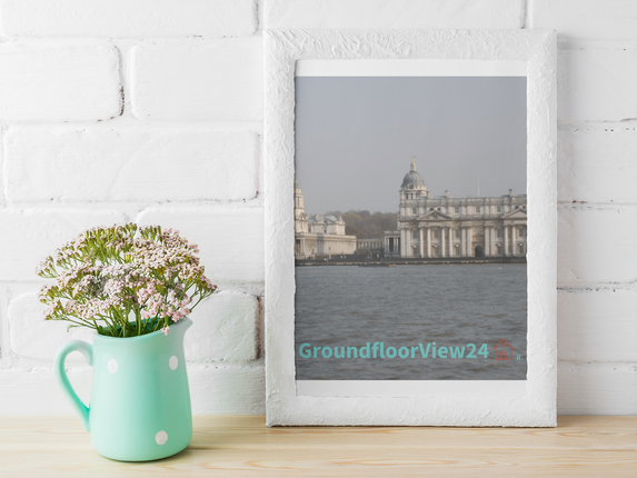 Riverside Beauty Framed canvas with groundfloorview24 with House Logo