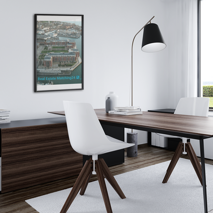 Nice City Framed canvas with realestatematching24 with key Logo