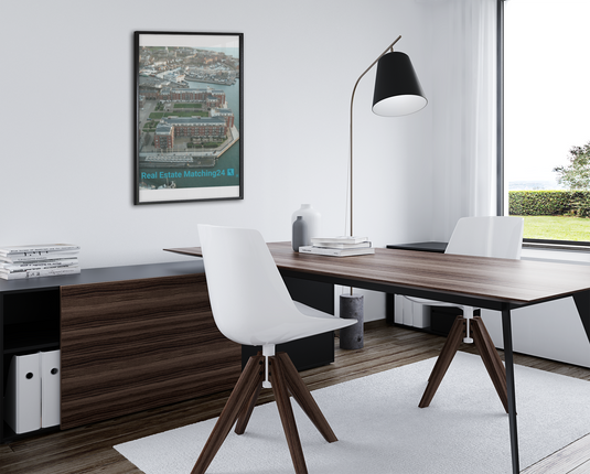 Nice City Framed canvas with realestatematching24 with key Logo