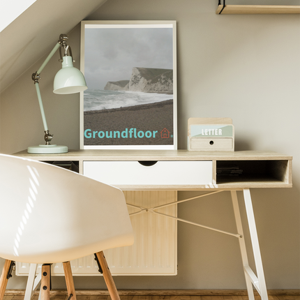 Waves and Sand Framed photo paper poster with Groundfloor with House Logo