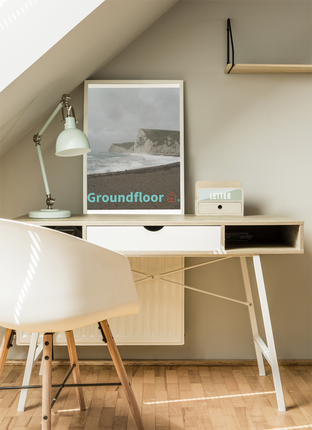 Waves and Sand Framed photo paper poster with Groundfloor with House Logo