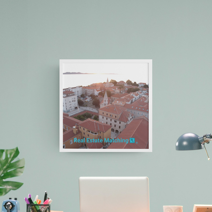 Roof Sunset View Poster with realestatematching with key Logo