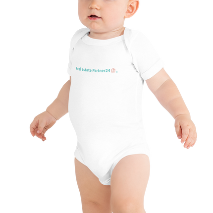 Baby short sleeve one piece with Real Estate Partner24 Logo