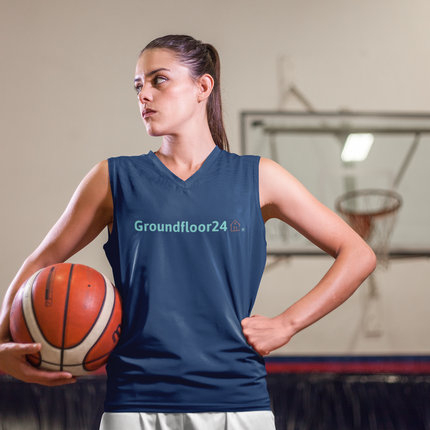 Recycled unisex basketball jersey with Groundfloor24 Logo