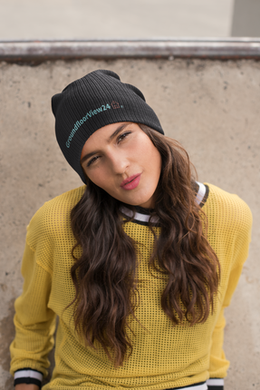 Embroidered Beanie GroundfloorView24 with Logo.