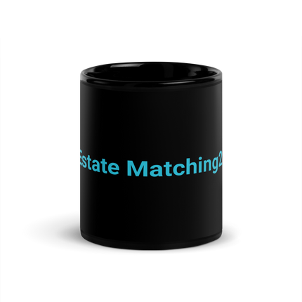 Black Glossy Mug with Real Estate Matching24 Logo