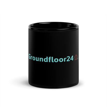 Black Glossy Mug with Groundfloor24 Logo