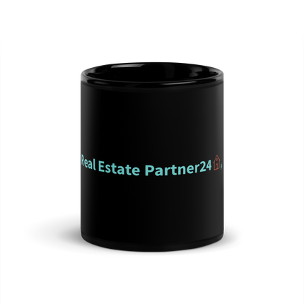 Black Glossy Mug with Real Estate Partner24 Logo