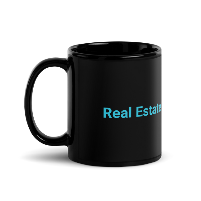 Black Glossy Mug with Real Estate Matching24 Logo