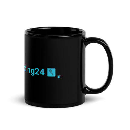 Black Glossy Mug with Real Estate Matching24 Logo