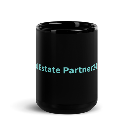 Black Glossy Mug with Real Estate Partner24 Logo