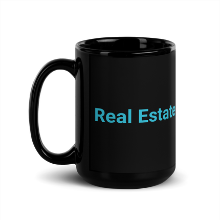Black Glossy Mug with Real Estate Matching24 Logo