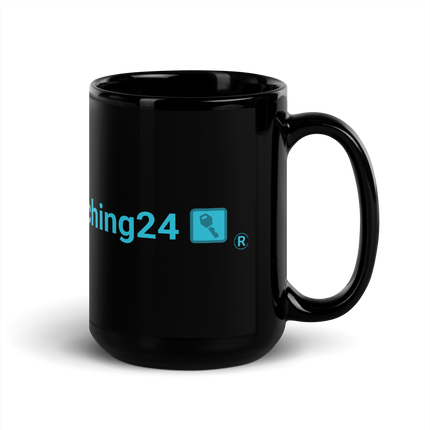 Black Glossy Mug with Real Estate Matching24 Logo