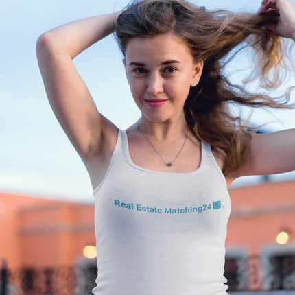 Women's Flowy Racerback Tank with Real Estate Matching24 Logo