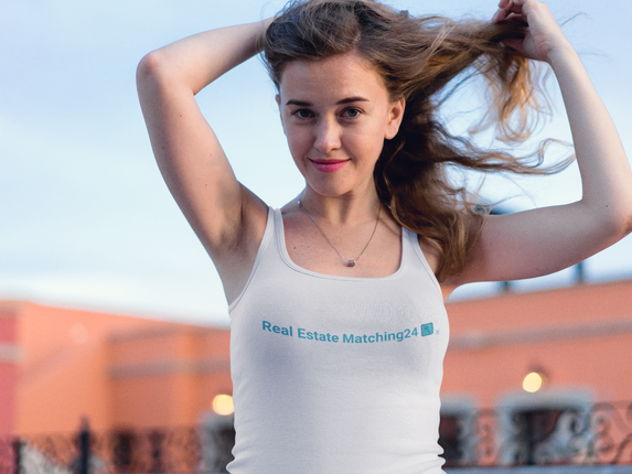 Women's Flowy Racerback Tank with Real Estate Matching24 Logo