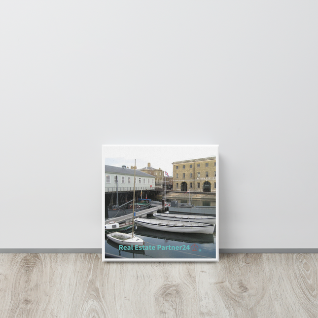Boat on Water Canvas with realestatepartner24 with house Logo