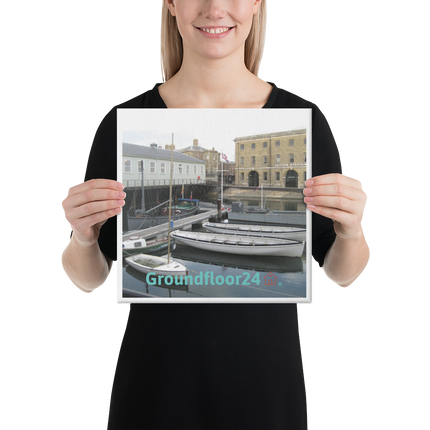 Boat on Water Canvas with Groundfloor24 with House Logo