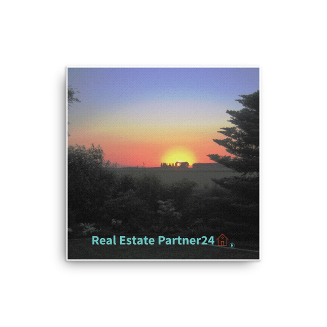 Beautiful Sunset Sinari Canvas with realestatepartner24 with house Logo