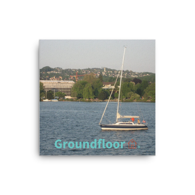 Boat on the River Canvas with Groundfloor with House Logo