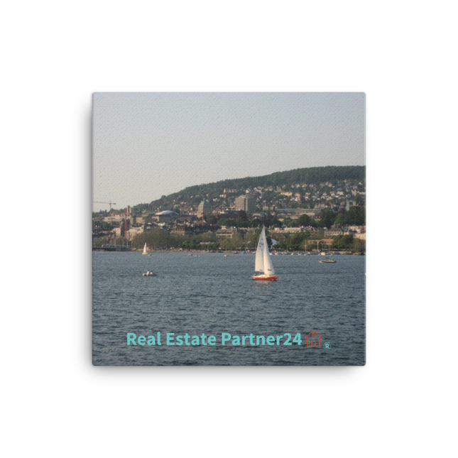 Beautiful River & Hills Sinari Canvas with realestatepartner24 with house Logo
