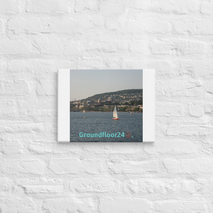 Beautiful River & Hills Sinari Canvas with Groundfloor24 with House Logo