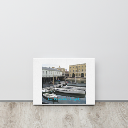 Boat on Water Canvas with realestatematching24 without key Logo