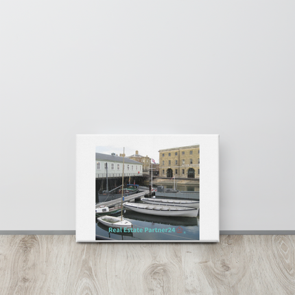 Boat on Water Canvas with realestatepartner24 with house Logo