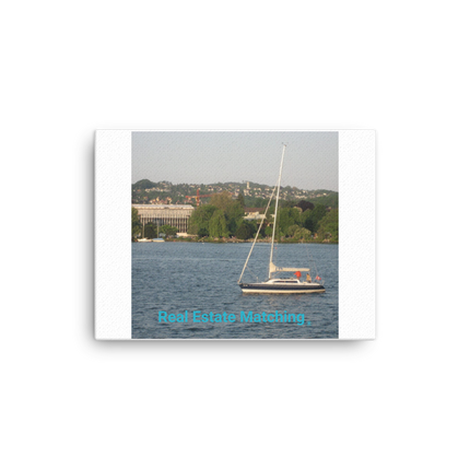 Boat on the River Canvas with realestatematching without key Logo