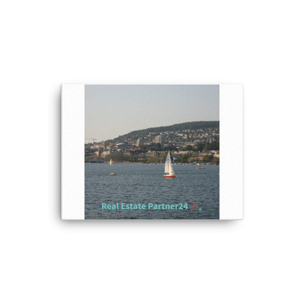 Beautiful River & Hills Sinari Canvas with realestatepartner24 with house Logo