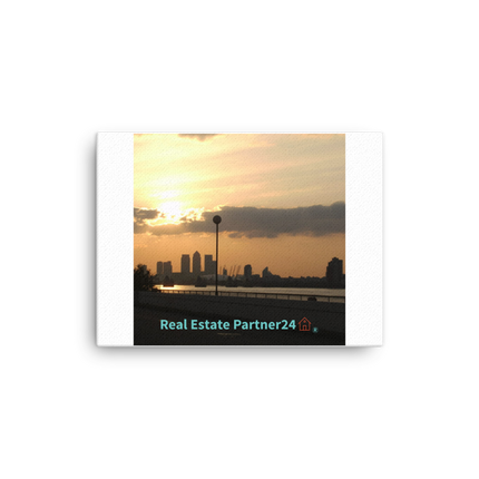 Majestic Sunset Canvas with realestatepartner24 with house Logo