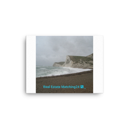 Waves and Sand Canvas with realestatematching24 with key Logo