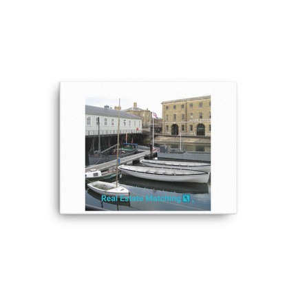 Boat on Water Canvas with realestatematching with key Logo