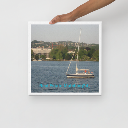 Boat on the River Canvas with realestatematching24 without key Logo
