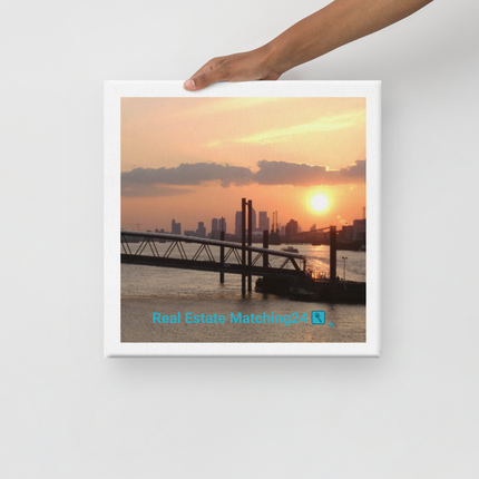 Evening Glow Canvas with realestatematching24 with key Logo