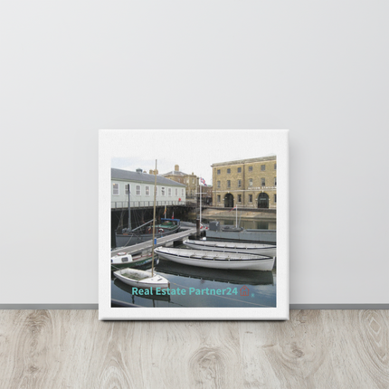 Boat on Water Canvas with realestatepartner24 with house Logo