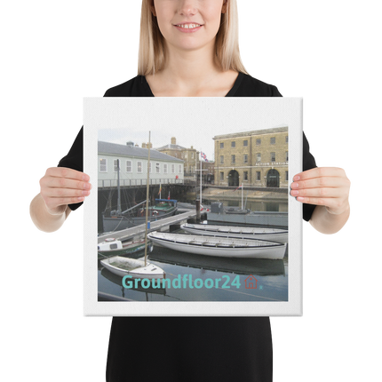 Boat on Water Canvas with Groundfloor24 with House Logo