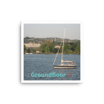 Boat on the River Canvas with Groundfloor with House Logo