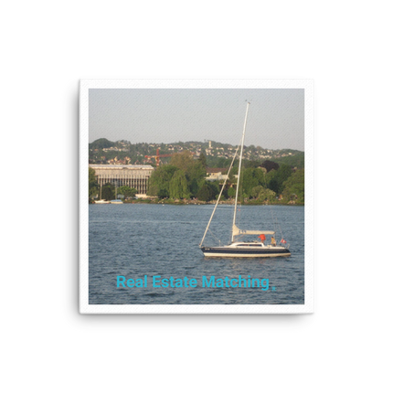 Boat on the River Canvas with realestatematching without key Logo