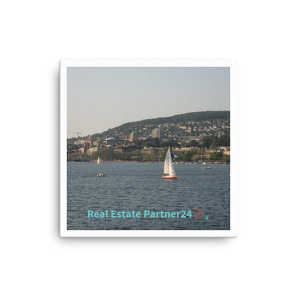 Beautiful River & Hills Sinari Canvas with realestatepartner24 with house Logo