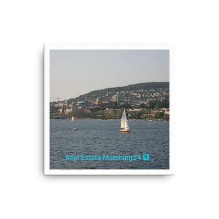 Beautiful River & Hills Sinari Canvas with realestatematching24 with key Logo
