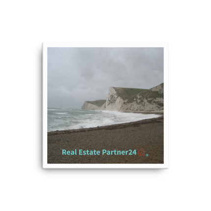 Waves and Sand Canvas with realestatepartner24 with house Logo