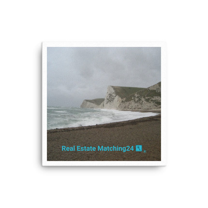 Waves and Sand Canvas with realestatematching24 with key Logo