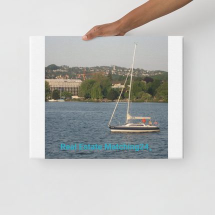 Boat on the River Canvas with realestatematching24 without key Logo