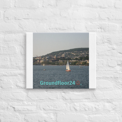 Beautiful River & Hills Sinari Canvas with Groundfloor24 with House Logo