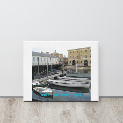 Boat on Water Canvas with realestatematching24 without key Logo
