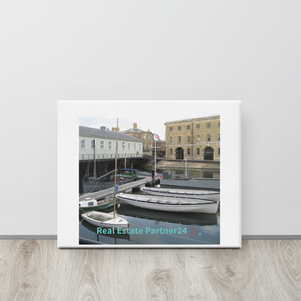 Boat on Water Canvas with realestatepartner24 with house Logo