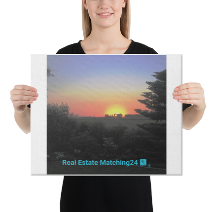 Beautiful Sunset Sinari Canvas with realestatematching24 with key Logo