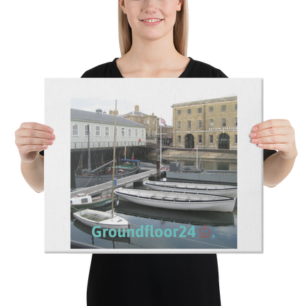 Boat on Water Canvas with Groundfloor24 with House Logo