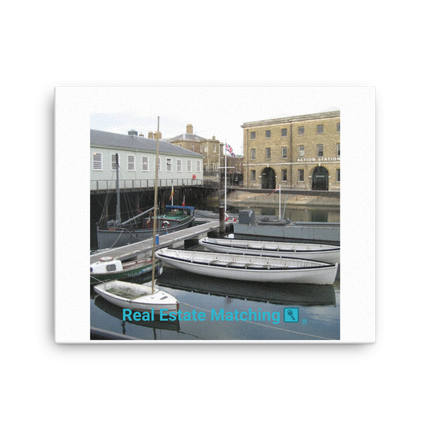 Boat on Water Canvas with realestatematching with key Logo