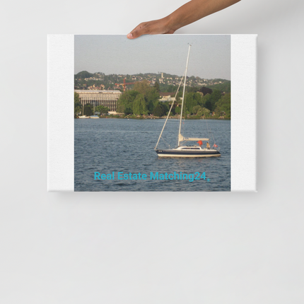 Boat on the River Canvas with realestatematching24 without key Logo